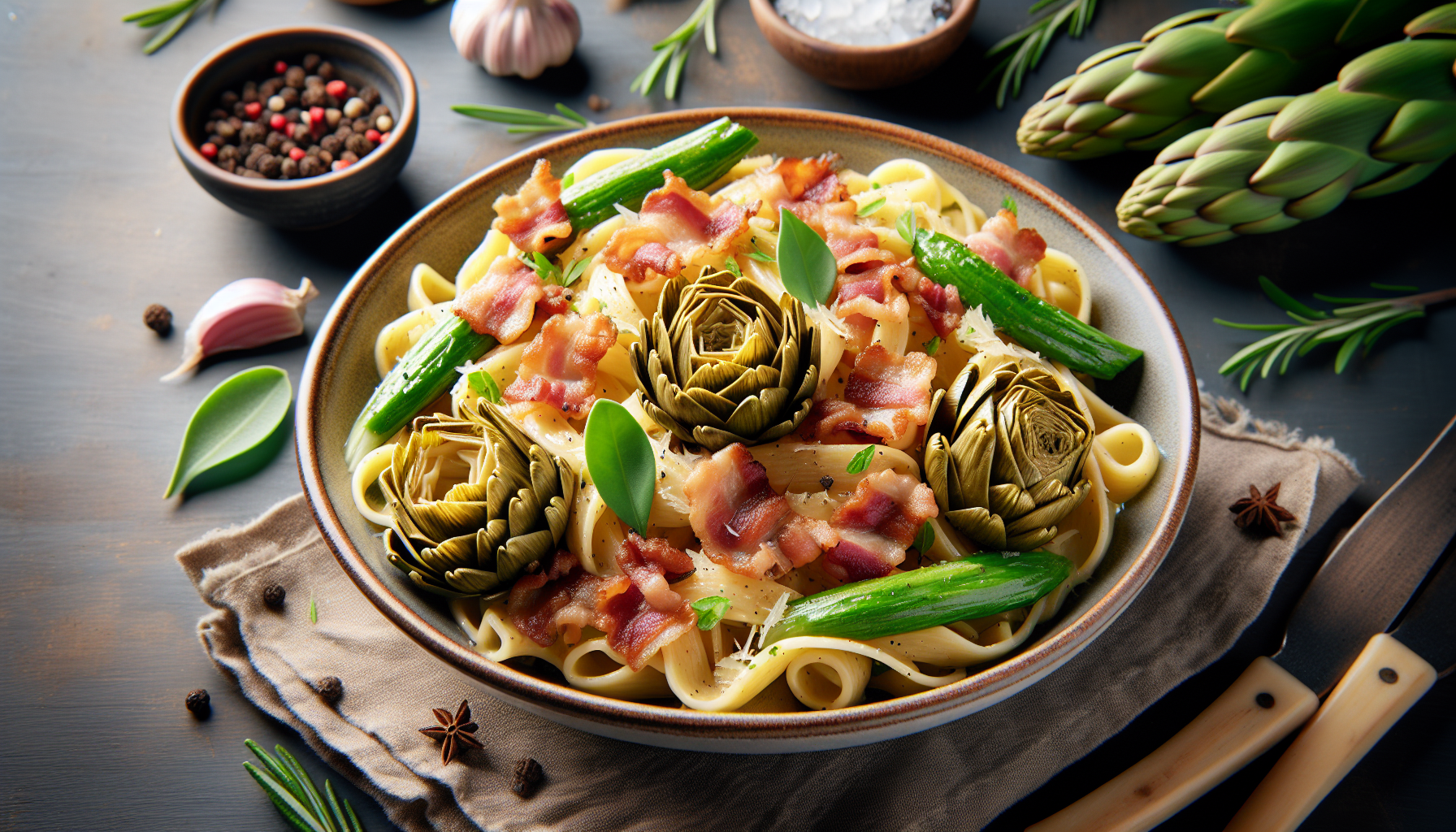 pasta con carciofi e pancetta